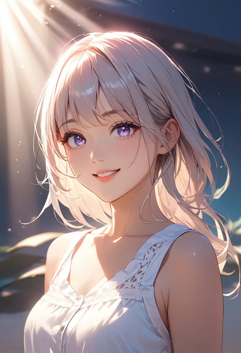 (masterpiece:1.5),(Beat quality),(high res),1girl solo,beautiful face,smile(shining eyes),upper body,light effects,summer clothes women,Nagashi somen