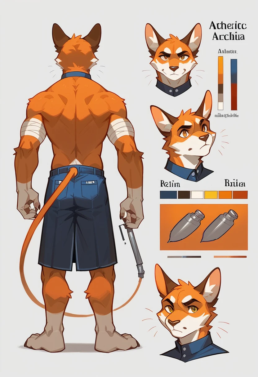 A highly detailed, best quality, RPG style, conceptual art, character sheet, perfect anatomy, anthro furry, architect,blueprint roll in the back, redpanda