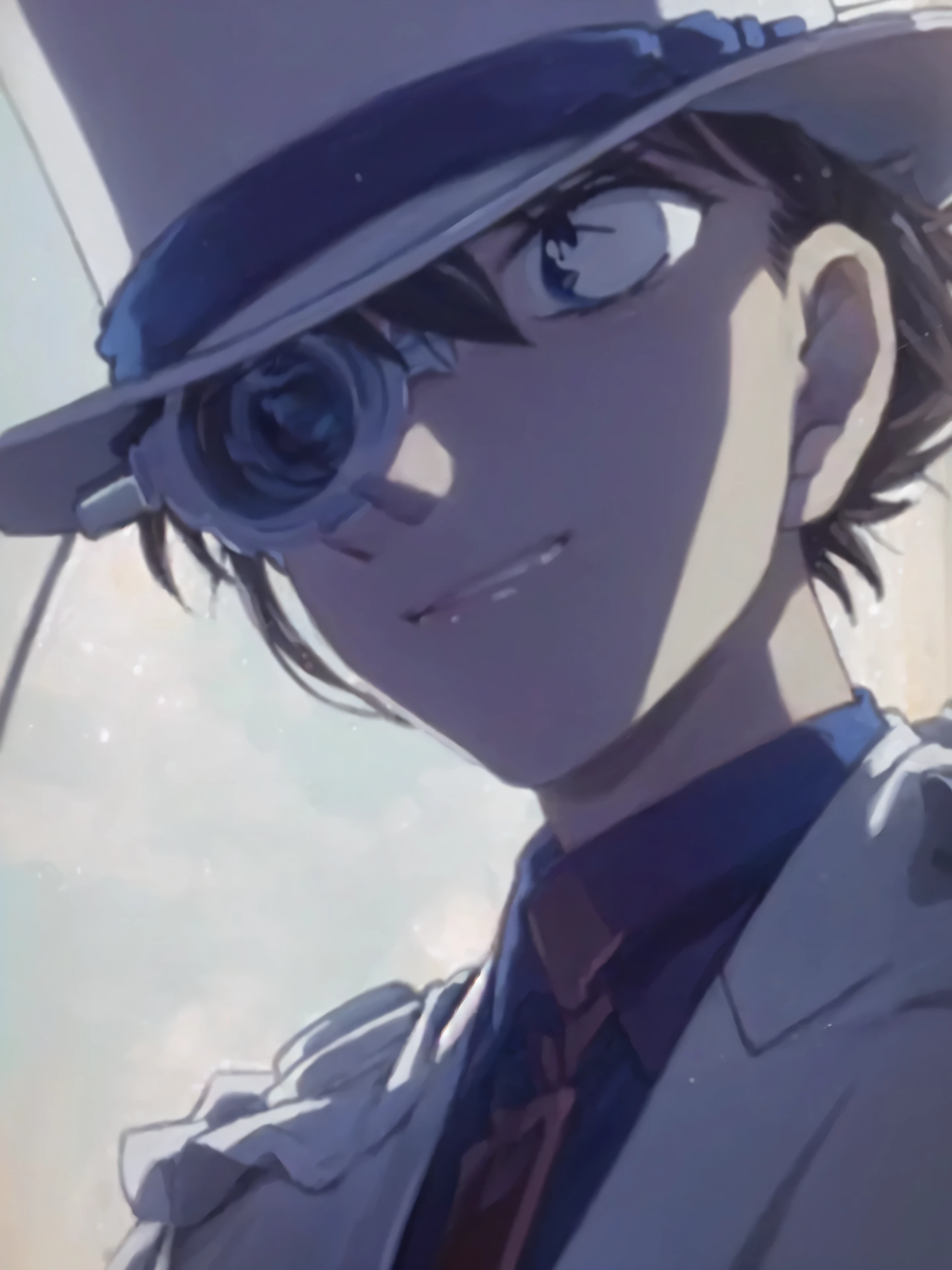 Highest quality、Highest quality、Realistic detail、Cartoon character wearing hat and sunglasses looking at camera, Shinji, akiyuki shinbou, Dynamic Leadership Style, yukio - e, up close shot Shinji aramaki, 2D Animation, aramaki Shinji, makoto shinka, shinkai makoto, Inspired by Junpei Sato, toru narita