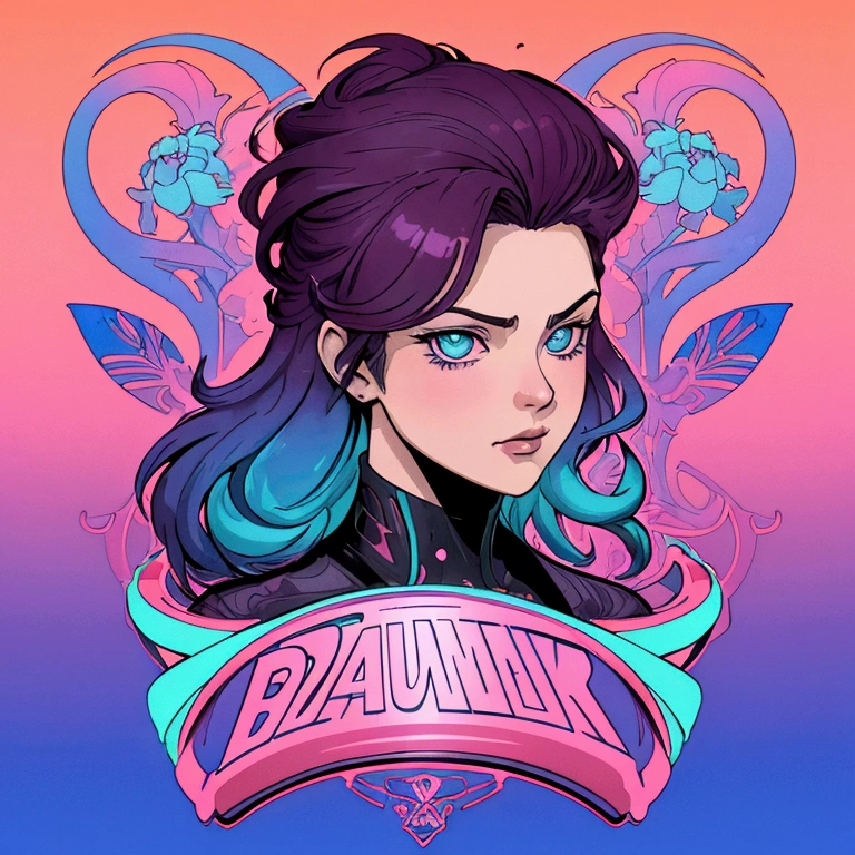 Logo; shading and gradients, Art Nouveau, vibrant colors and synthwave. Vector design, fine lines, central composition, smooth background, -air 1:1. Watercolor logo style with 3D puff printing effect. Dark and strong colors, monochromatic background, by yukisakura, with original and incredible colors."