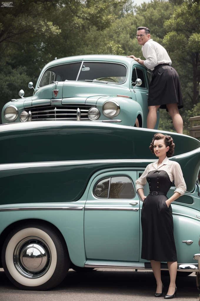 1949 ford car advertising poster man and woman looking 1950