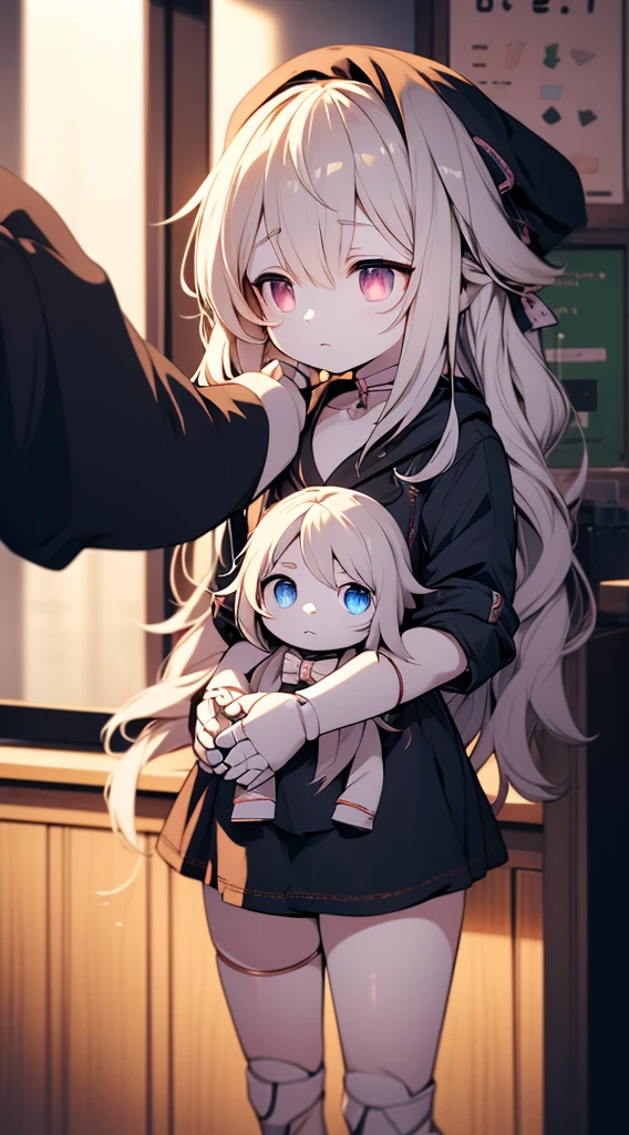 Doll girl,Puppet joints,Globular joints,Puppet joints,Puppet joints,Puppet Expression,Dull expression,Eyes without highlights,Lifeless eyes,Stiff eyes,Stiff movements,Cafe scene,Interior scene,裸露arm,knee,arm,thigh