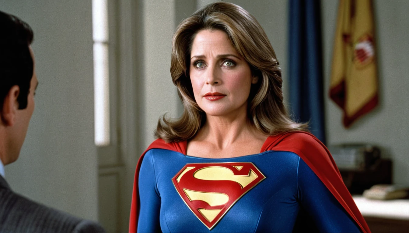 Sexy super old Lorraine Bracco em 2024 Supergirl 1984s; HD. Photograph, ((realism)), extremely high quality RAW photograph, ultra detailed photograph, sharp focus, high resolution, (detailed skin:1,3),high quality, film grain, Fujifilm XT3,Highly Detailed, movie, (Cinematic Photo:1.3) of (Realistic:1.3), by John Byrne