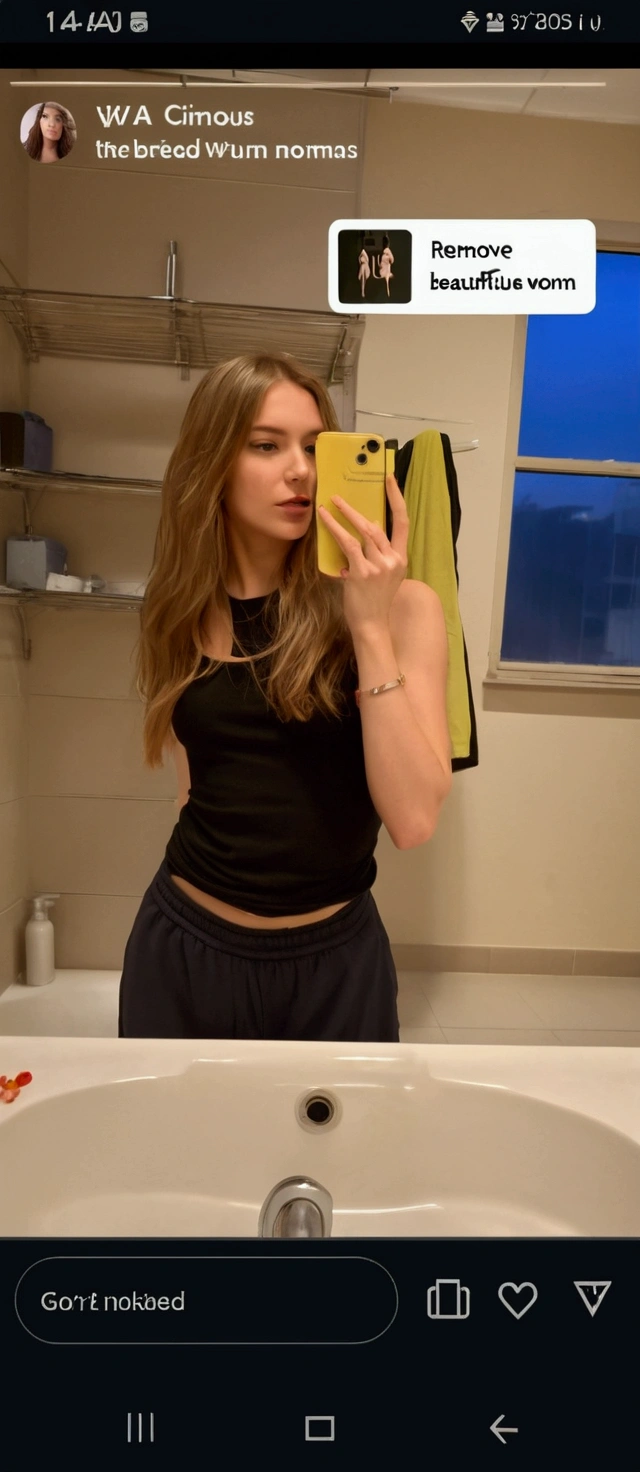 Remove all her clothes and make it a beautiful young naked woman