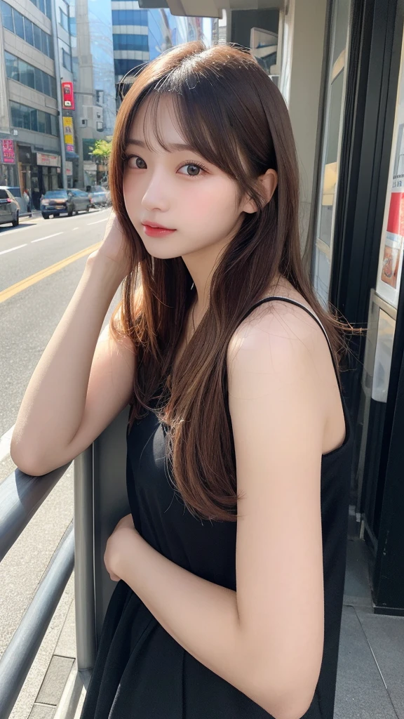 finely, High resolution, high quality、Perfect dynamic composition, beautiful and fine eyes, medium hair, 、Natural color lip,Kamimei、Shibuya Ward、20 year old girl、1 person、transparent skin、shining hair、table top, 最high quality, figure, super detailed, finely, High resolution, 8K、correct state of the human body、squat、hair flying in the wind