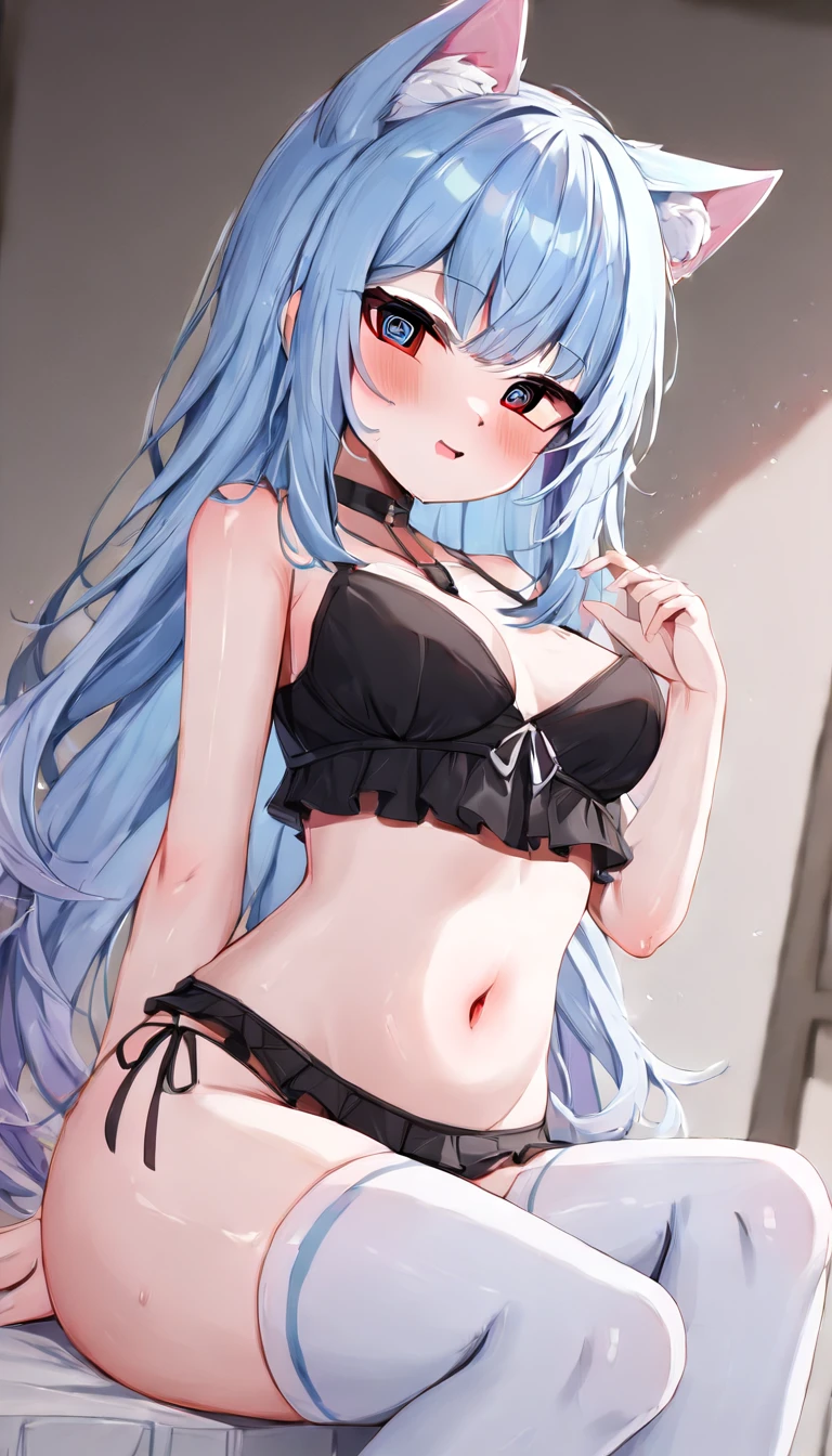 (((Bluish silver bob hair))) Square frame glasses, (((shining blue eyes))), (medium chest), (on her knees), with her smartphone on, a girl trembling with despair