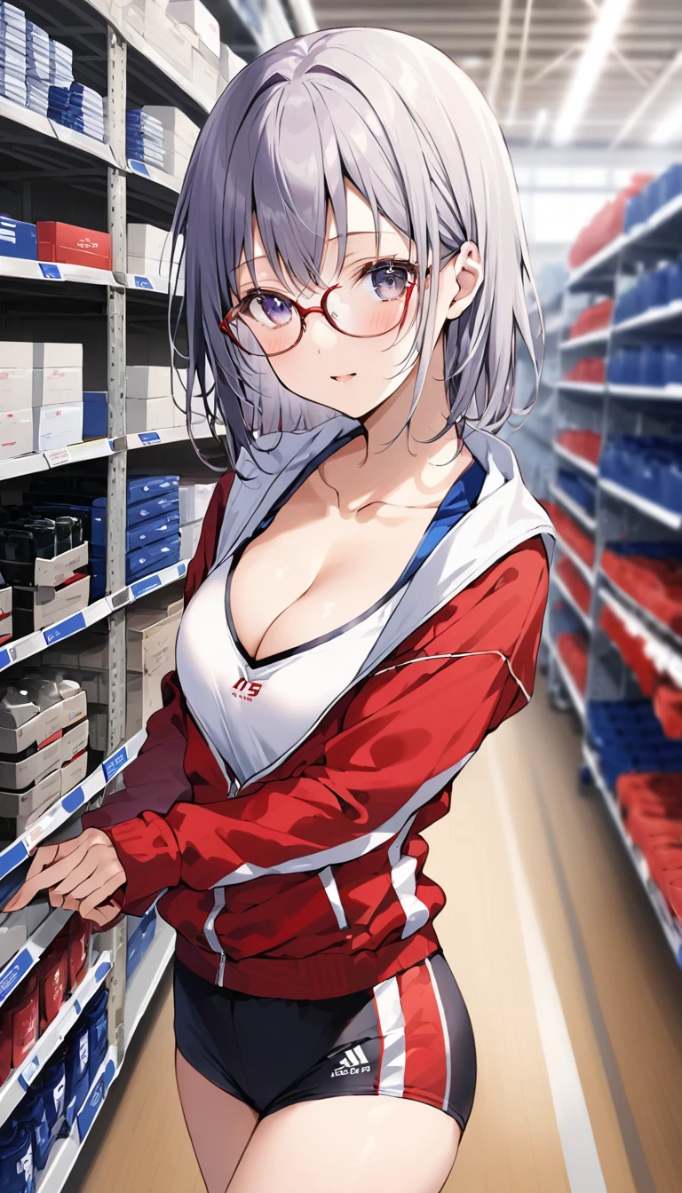 Cropped Jersey、hot pants、Glasses、Cleavage、sports warehouse、15 years old、School