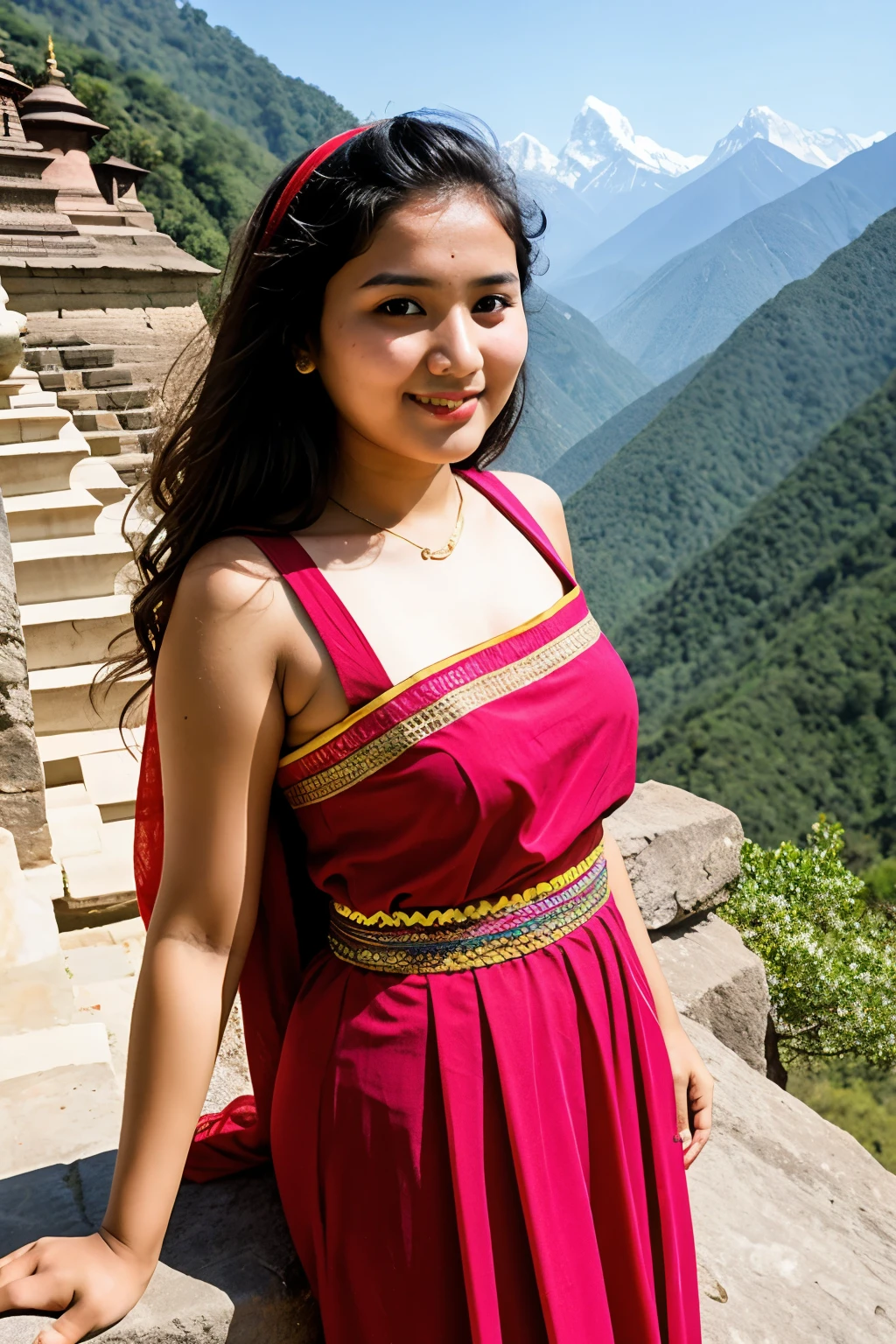 19 year nepali girl full dress-up in hot weather 
