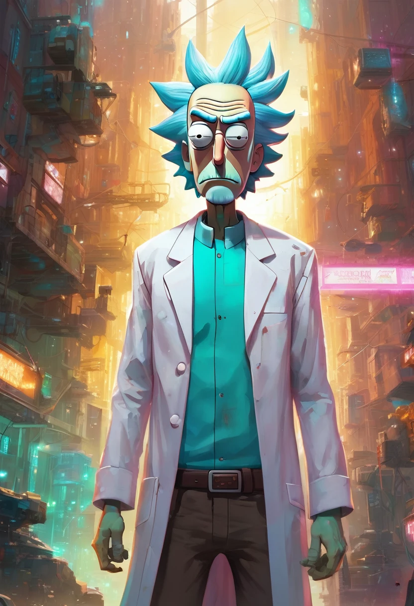 (rick sanchez), (cartoon style), universo de rick e morty, (wearing a white scientist coat and t-shirt), (((muscular)))
Atey Ghailan, por Jeremy Mann, Greg Manchess, Antonio Moro, trends on artstation, trends at CGsociety, intricate, high détail, sharp focus, dramatic, photorealistic painting art by midjourney and greg rutkowski, bokeh on background