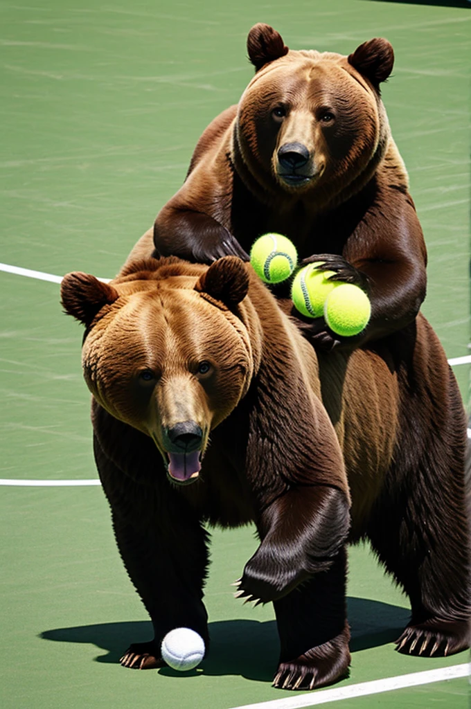 Bear eating an animated tennis