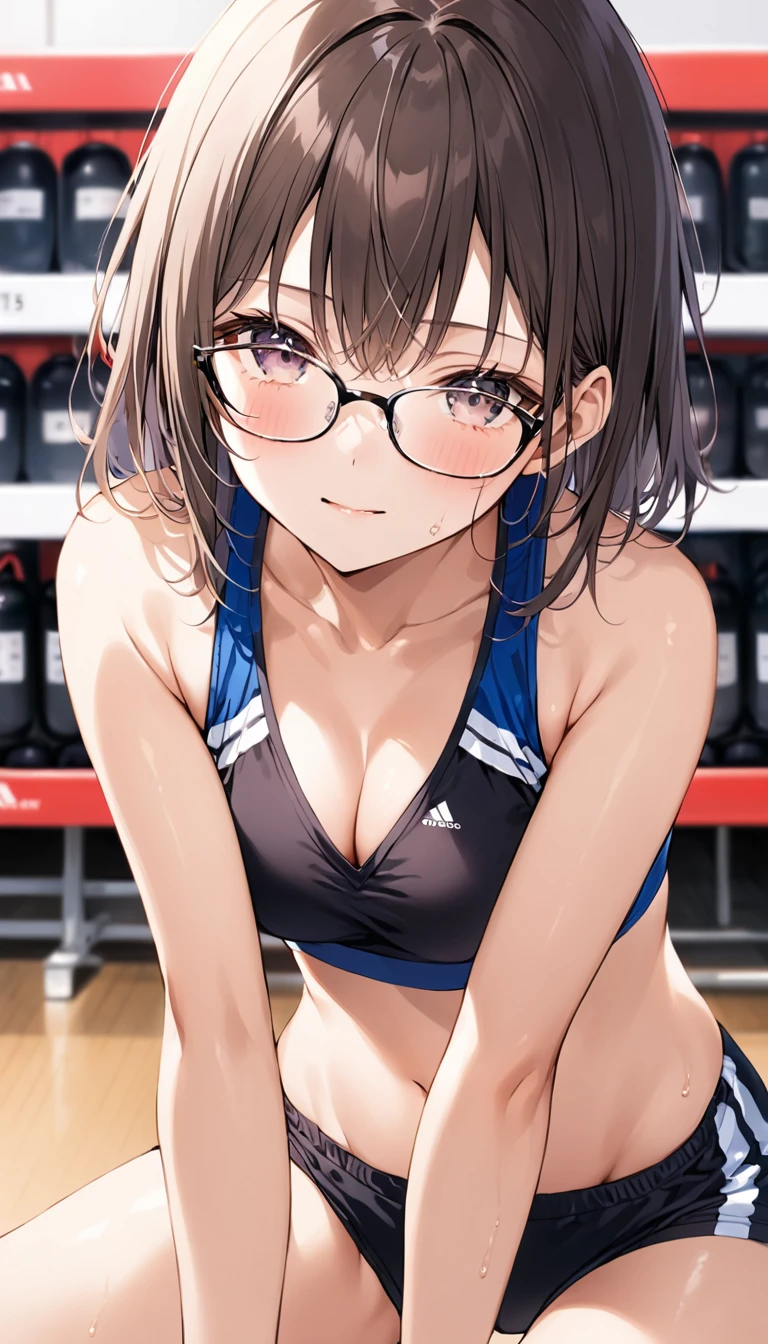 Cropped Jersey、hot pants、Glasses、Cleavage、sports warehouse、15 years old、School、Small face