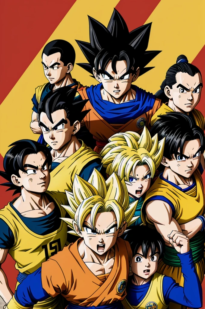 dragon ball style image of all of Colombia sending energy to the Colombian soccer team