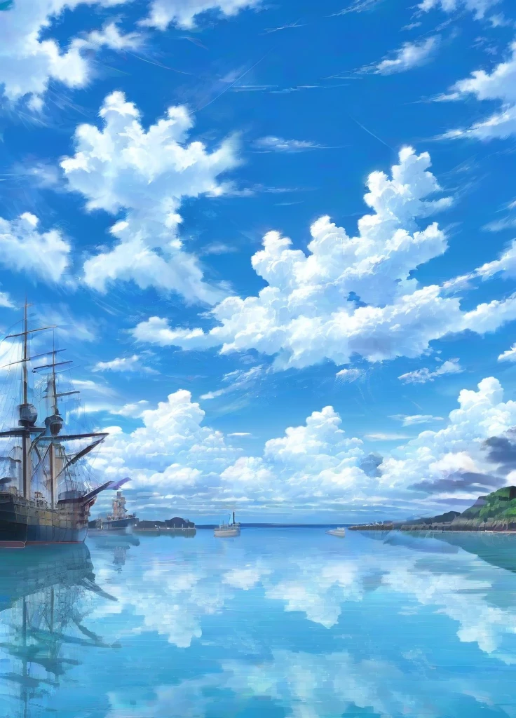 PEAnimeBG, anime, background,
harbor, ocean,cloud, blue_sky, star_(sky), cloudy,
masterpiece, high resolution, octance 4k, high detail