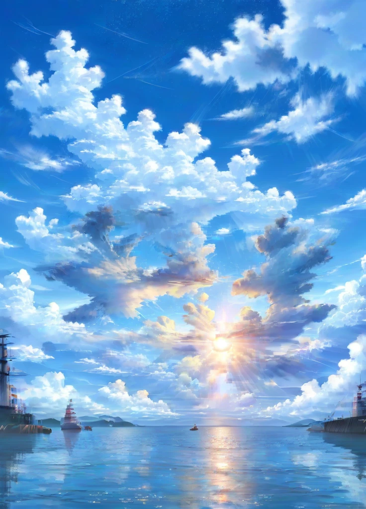 PEAnimeBG, anime, background,
harbor, ocean,cloud, blue_sky, star_(sky), cloudy,
masterpiece, high resolution, octance 4k, high detail