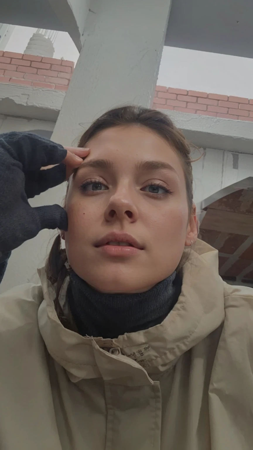 Nice skinny girl
White body with brown hair tied from the top, honey eyes in jeans and a pink blouse, cooking in a kitchen, an open house on an island, eating gouache with a knife on the kitchen board.