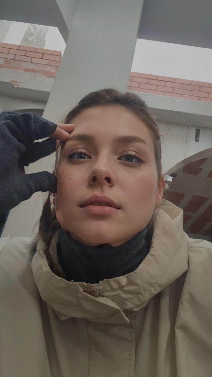 Nice skinny girl
White body with brown hair tied from the top, honey eyes in jeans and a pink blouse, cooking in a kitchen, an open house on an island, eating gouache with a knife on the kitchen board.