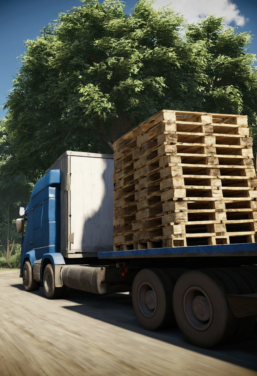 Wooden pallets Loading onto a trailer Farcryft