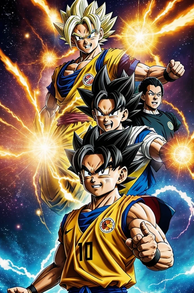 image of many people sending energy to the Colombian soccer team. Dragon ball energy style