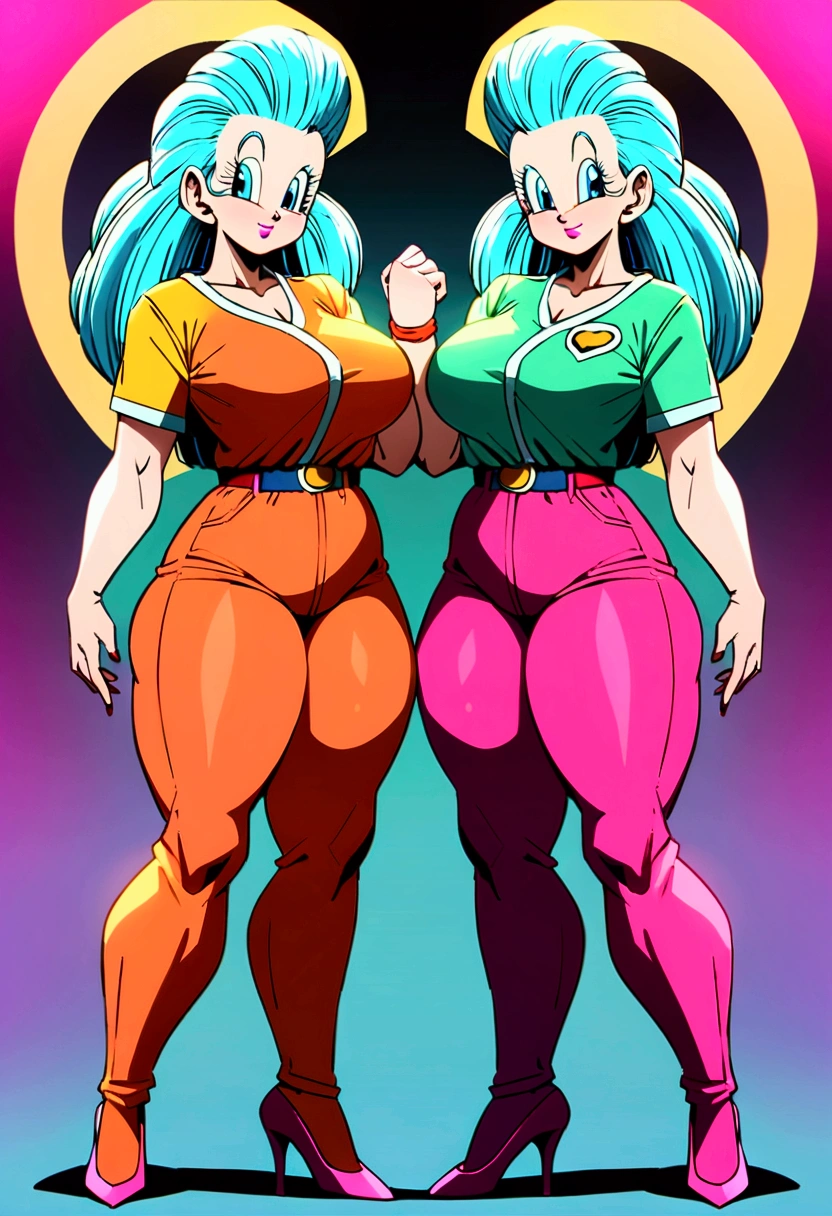 bulma from dragon ball, female , curvy, old, 40 years old, high heels ,4k resolution, detailed eyes, no error, short heigh