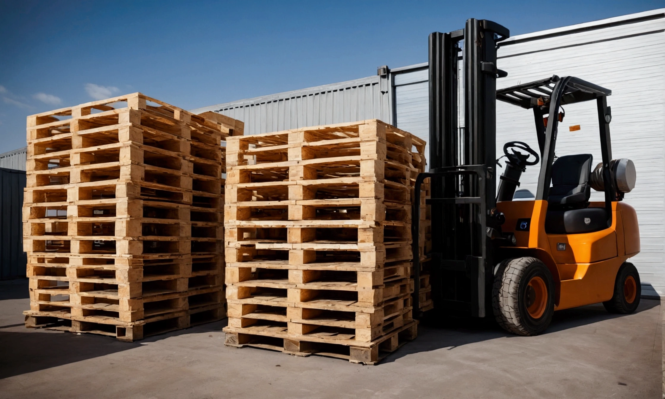 Wooden pallets　Loading onto the trailer　forklift