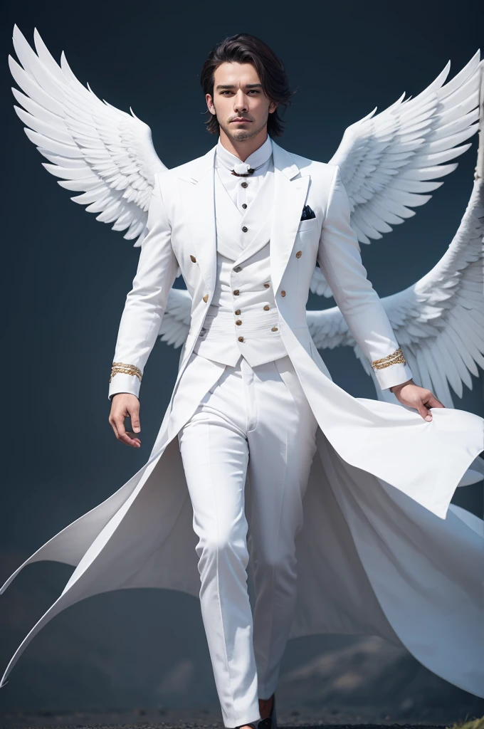 Create an image of a man with white wings