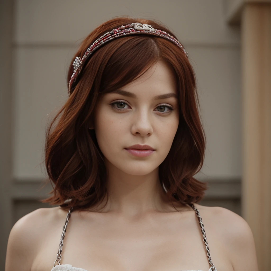 redheadwear, with Chanel hair, Women's Lace Beach Cover-Up/ Bath Pool Knitted Tank Top Full body dress posing for a photo in high heels