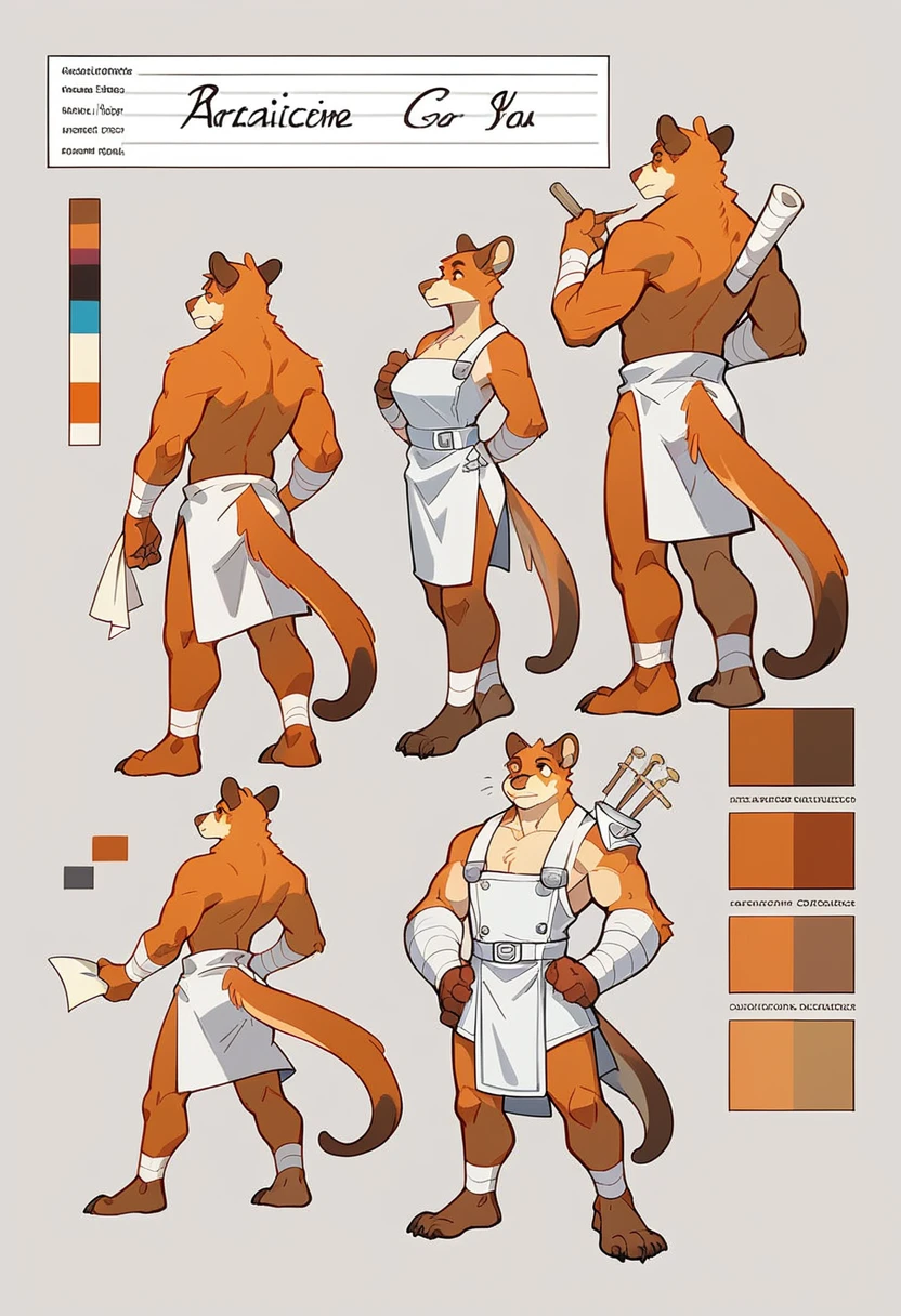 A highly detailed, best quality, RPG style, conceptual art, character sheet, perfect anatomy, anthro furry, architect, paper roll, parchment, redpanda