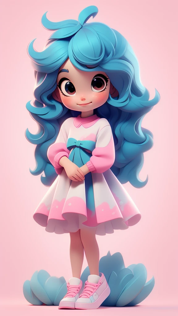 chibi baby 8k, highly detailed, beautiful girl, baby, chibi, , cover art, blue hair bow, brown long hair pink sleeve dress, white background,white shoes, balancing, optimistic