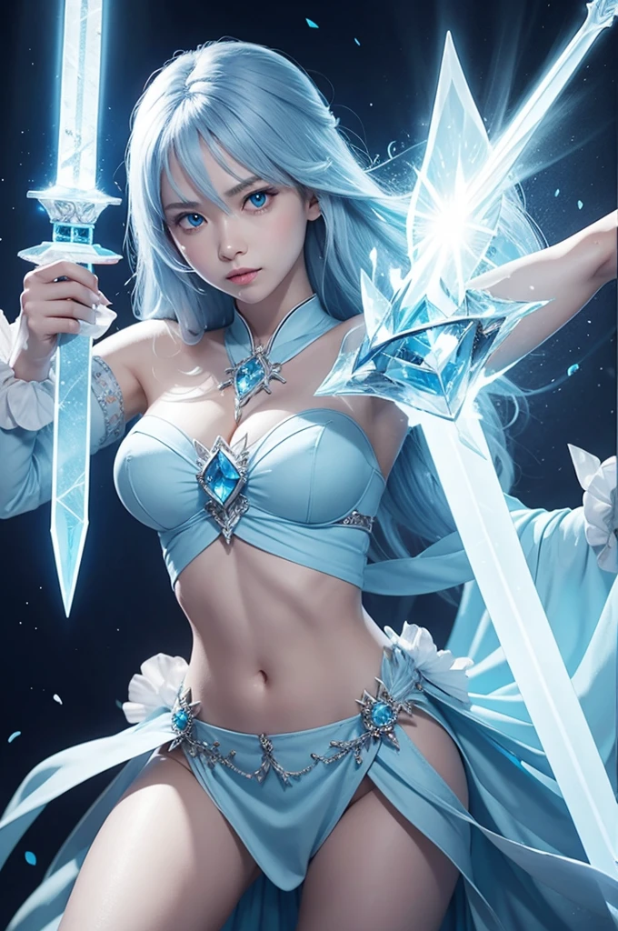 light blue crystal magic sword