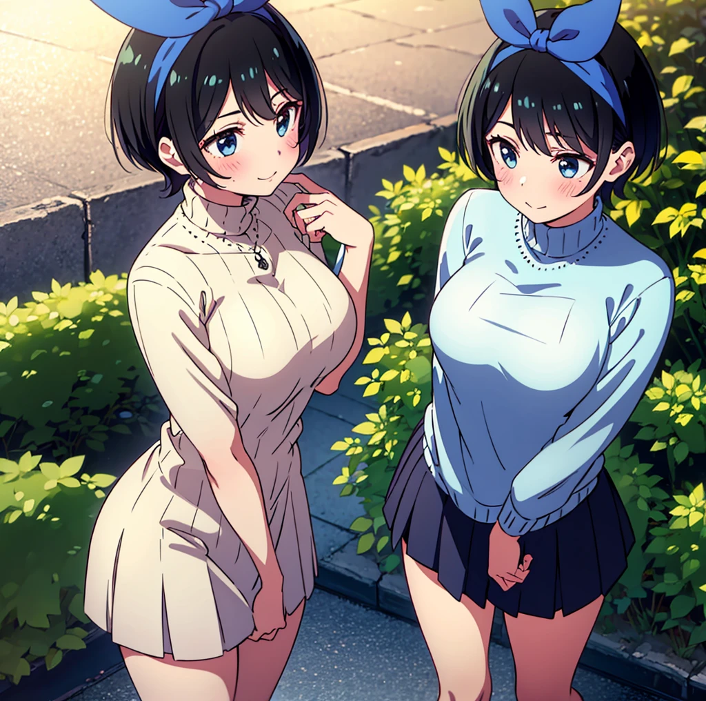 Highest quality、High resolution、Detailed Background、(Beautiful face in every detail:1.4)、Anatomically correct、(Detailed facial expressions)、Teenage beauty、(Huge breasts:1.2)、Perfect body line、cute色の髪の色、Brown Hair、Black Hair、Braided bob cut、Braided Ponytail、Wavy Hairstyle、well-groomed eyebrows、A fun atmosphere、smile、Amusement park date、
(Two beautiful girls having fun with friends at an amusement park:1.5)、
Cool dresses and shirt dresses、Shorts or shorts、Sandals or sneakers are recommended、
夏らしい華やかなピアスやネックレスをプラスするのがcuteです、cute
