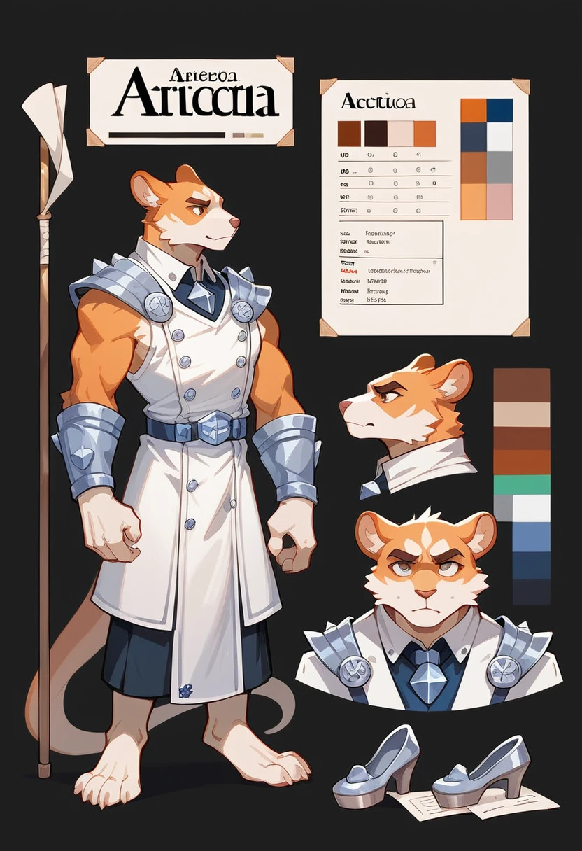 A highly detailed, best quality, RPG style, architect, conceptual art, character sheet, perfect anatomy, anthro furry, paper roll, parchment, redpanda