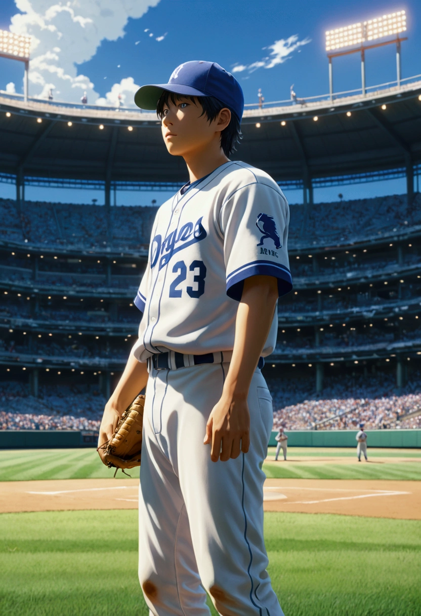Baseball Player, by Qi Baishi and Chen Longque and Chen Dingbo, full body, cinematic still, cinemascope, best quality, masterpiece, very aesthetic, perfect composition, intricate details, ultra-detailed, vivid colors