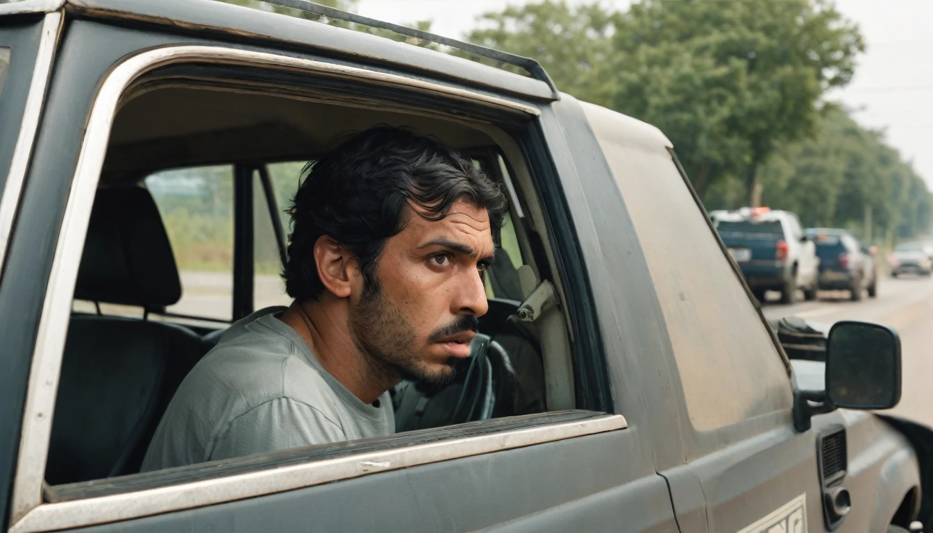 Upon returning to the road, the discomfort persisted, increasing when, in the rearview mirror, he noticed strange movements in the truck's curtains, even without the air conditioning on. Fear set in when he imagined the presence of someone in the vehicle. Without weapons and with his heart racing, he discreetly looked for the police number, while tensely moving towards the nearest police station.