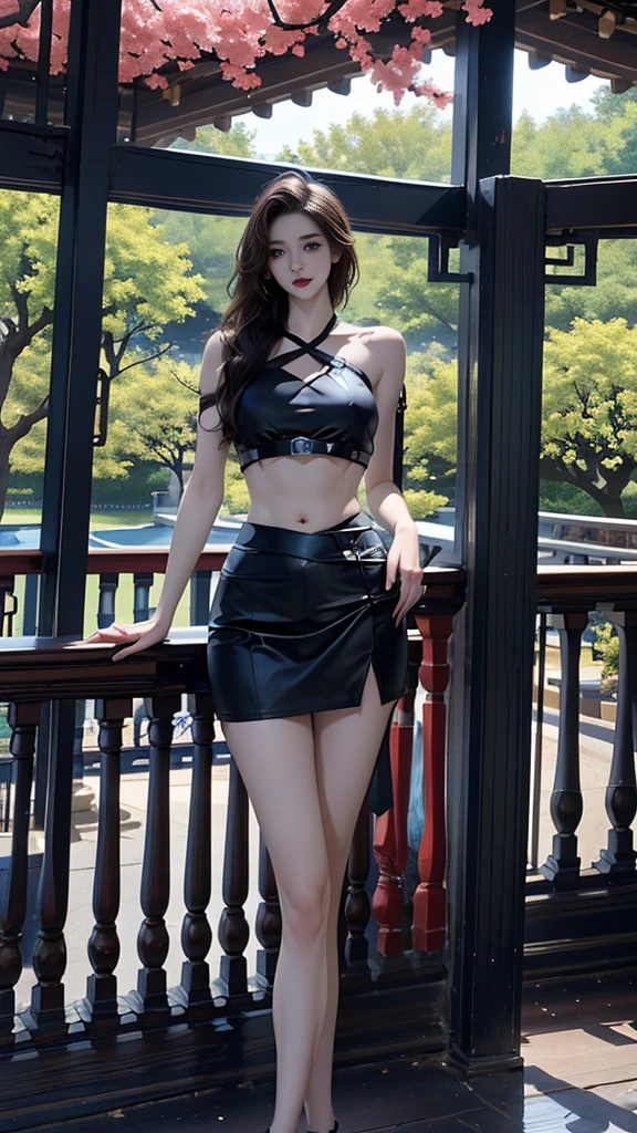 1girl，short skirt，Two piece fashionable outfit,, masterpiece，best quality，high quality，High definition，high quality的纹理，high quality的阴影，High details，beautiful details，fine details，Extremely detailed CG，Detailed texture，lifelike面部表现，lifelike，rich and colorful，exquisite，sharp focus，(intricate detailake up，pureerosface_v1:0.5)，(Beautiful details, exquisite face，(Beautiful details, exquisite eyes)，Perfectly proportioned face，highDetails of the skin，Details of the skin，Four fingers and one thumb in optimal proportions，emaciated:1.3)，1 girl，************，high，(Smooth abs:1.55)，pretty，Perfect，high，((bare shoulders)), ((The skirt is short)), (long legs)，(straight legs)，(thin waist)，((White skin))，White skin，((White skin))，(emma watson)，Big breasts，((Caucasian))，light blonde hair，Stand with legs apart，looking at the audience，whole body，Portrait of cute blonde girl，((Cherry tree)), ((Standing under the cherry tree,Look into the distance))，bloom，orange mist，sports，Wisps of hair，lifelike，high quality渲染，amazing art，high quality，film texture，Fujifilm XT3，dream