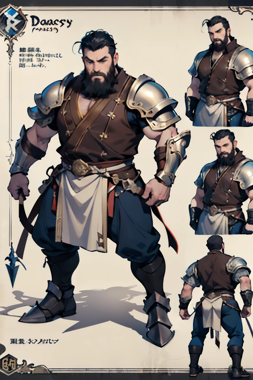 ((Highest quality)), ((masterpiece)), (detailed), Dwarf,Leather Armor、Macho、arms、Cool、cool、whole body、beard、Dwarf, dnd Dwarf, RPG Characters art, Barbarian Class, DwarfRPG Characters concept art, fantasy d&D text, Dwarf, RPG Characters, RPG concept art character, d & d fantasy character, fierce bearded Dwarf, “dnd Dwarf, dnd fantasy character, fantasy beardless Dwarfレザーアーマー、５Head to Body、bare hands、Fighter、Leather Armor、Martial Artist、Short Hair、all back