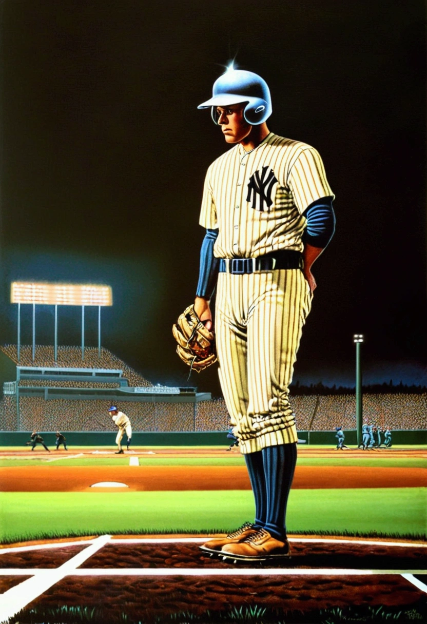 Baseball Player, by Qi Baishi and Chen Longque and Chen Dingbo, full body, cinematic still, cinemascope, best quality, masterpiece, very aesthetic, perfect composition, intricate details, ultra-detailed, vivid colors