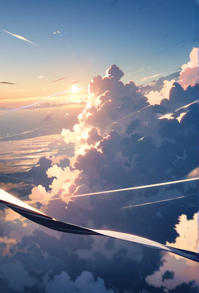 blue, blue sky, horizon, high air, high sky, one white line to the sky