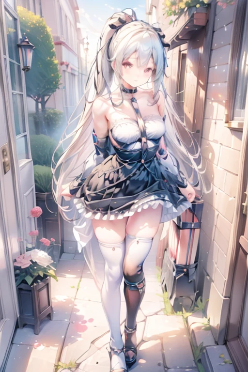 Cute anime waifu wearing beautiful clothes, Azure Lane style,anime goddess,anime style 4k, Perfect body, perfect big breasts,((best quality, 8K, masterpiece :1.3)),white stockings