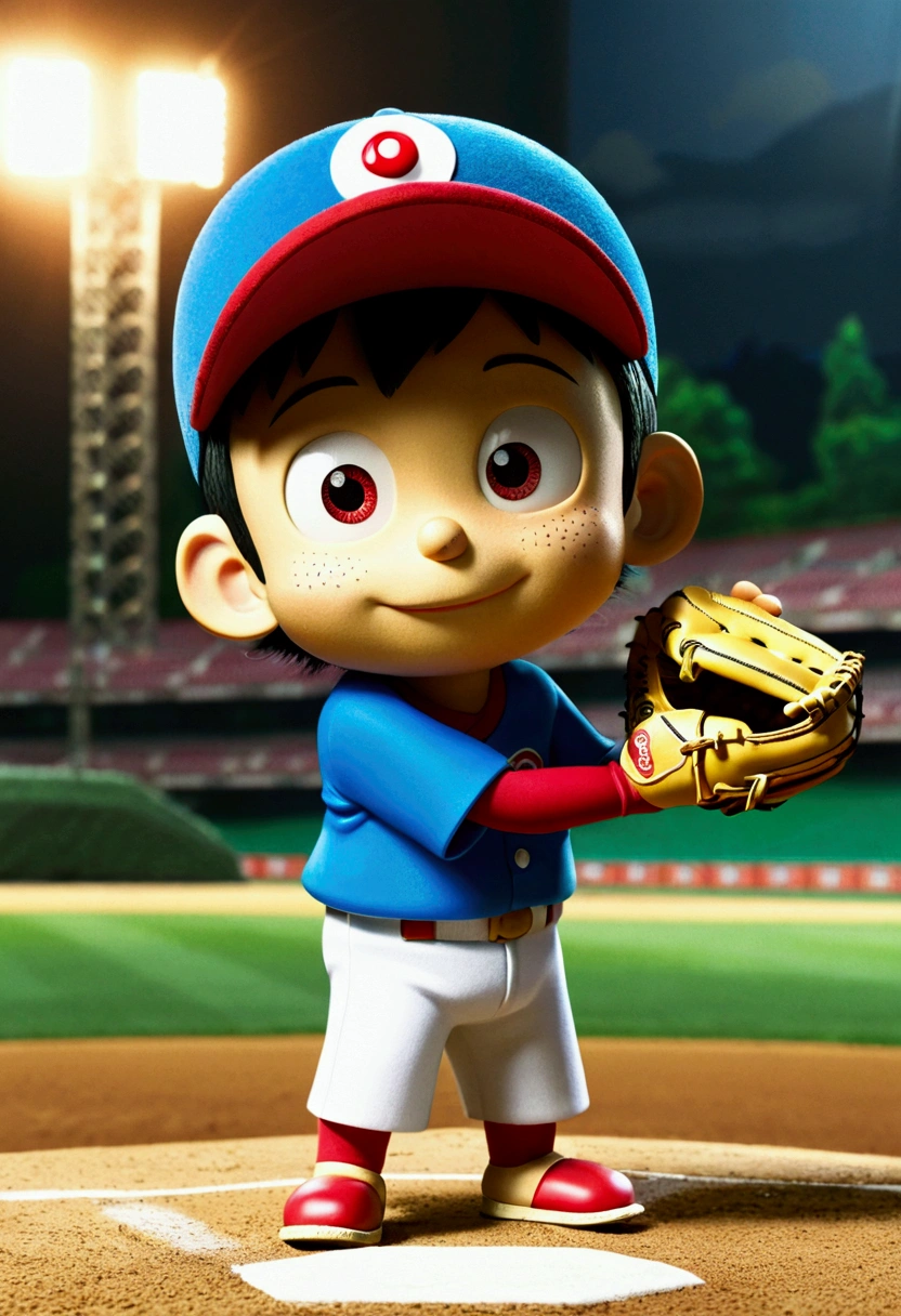 Baseball Player, by Chiho Aoshima, full body, cinematic still, cinemascope, (best quality, masterpiece), very aesthetic, perfect composition, intricate details, ultra-detailed, vivid colors