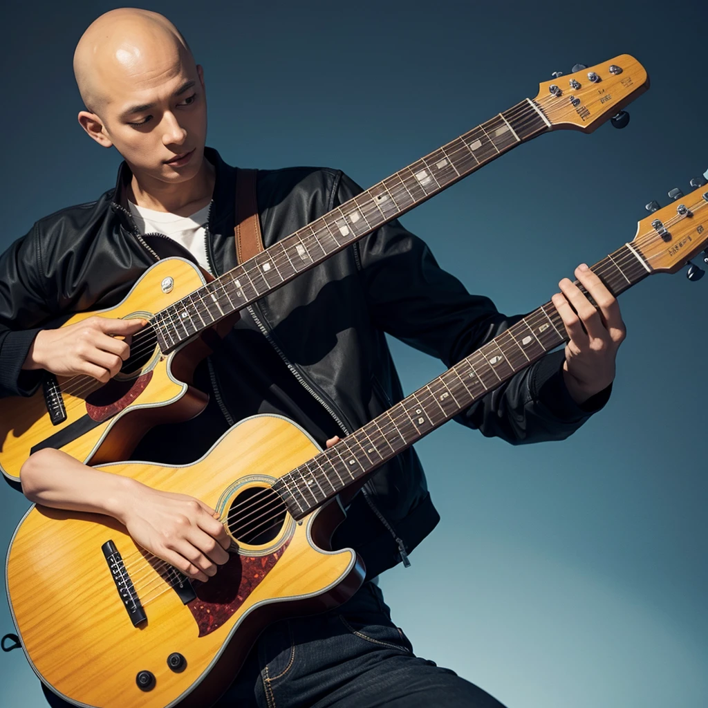 Saitama playing guitar 