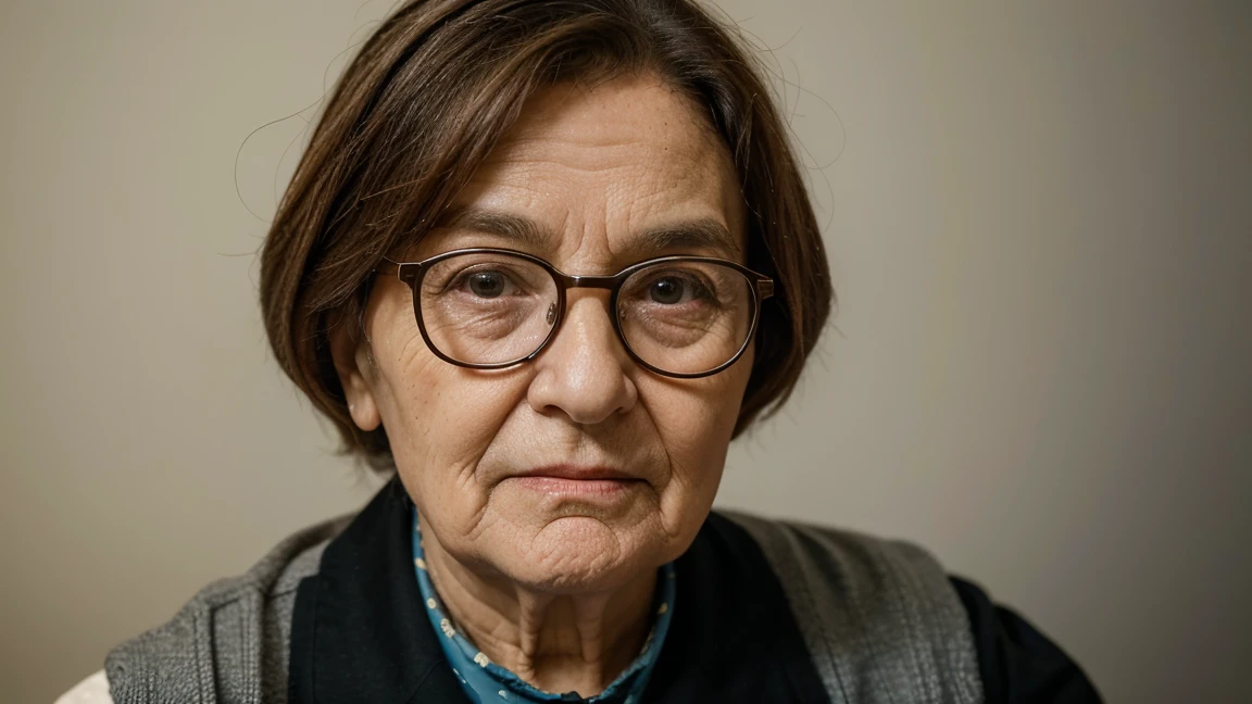 mulher mais old woman with glasses and a tie looking at the camera, a character portrait of László Balogh, shutter, fotorrealism, o olhar de uma pessoa elderly, old lady, mulher mais old woman, old woman, tense look, an old lady, elderly, high-quality portrait, real life portrait, olhar severo, a portrait of the character