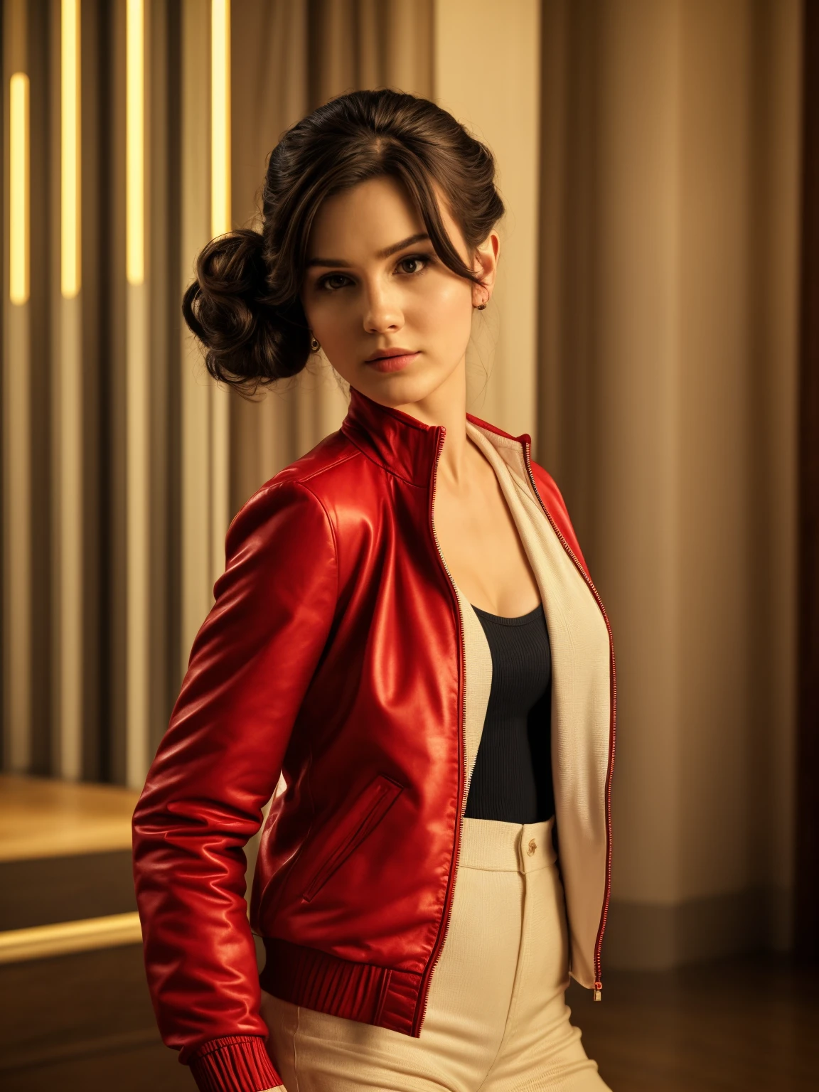 masterpiece, portrait photo of (mwhx:1), with beautiful hair, hair upsweep updo, as a movie star in a (movie premiere), premiere gala, (near a movie theatre), natural skin texture, (sexy tight red puffer jacket), 24mm, 4k textures, soft cinematic light, adobe lightroom, photolab, hdr, intricate, elegant, highly detailed, sharp focus, ((((cinematic look)))), soothing tones, insane details, intricate details, hyperdetailed, low contrast, soft cinematic light, exposure blend, hdr, faded, (paparazzi in background), ((looking at viewer:1.1))