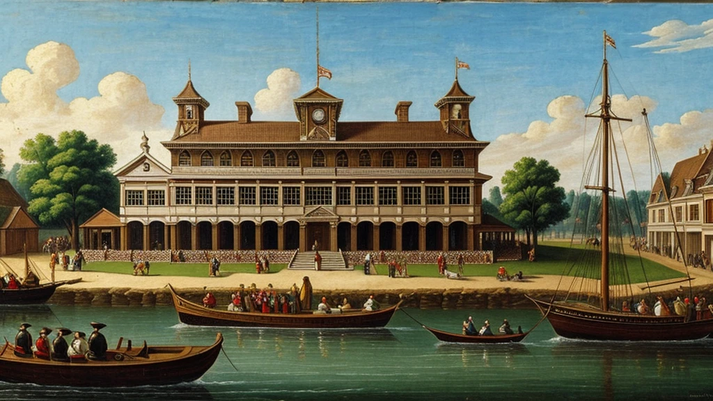 Historical painting of Batavia's establishment 1619