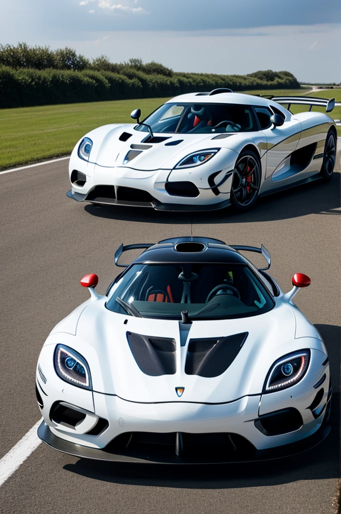  driving a white Koenigsegg Agera R