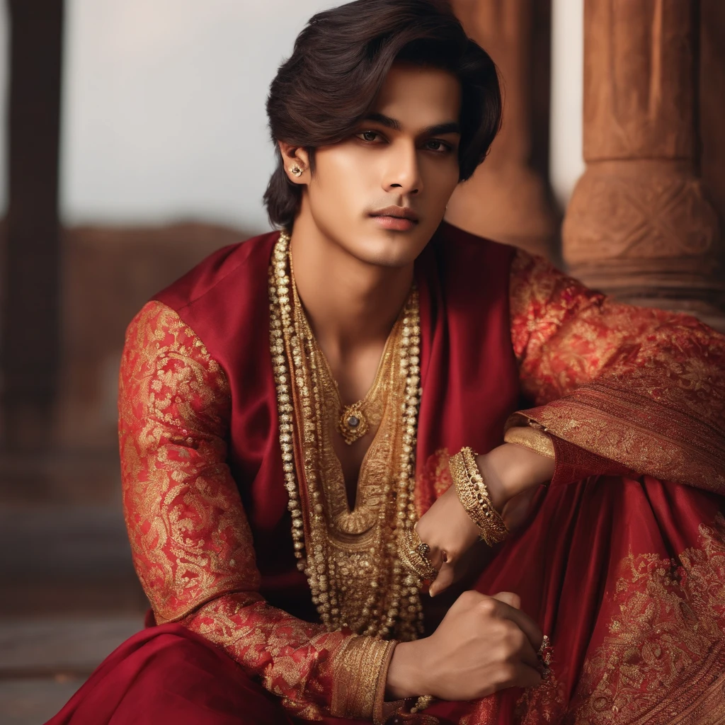 Bts v in Indian attire hyper realistic and should be handsome 