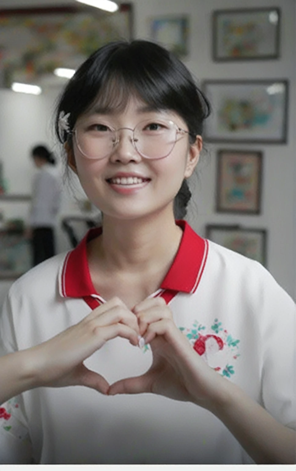 A lady made a heart with her hands, li zixin, wenfei ye, xintong chen, pengzhen zhang, yanjun chengt, Wenjun Lin, xiaofan zhang, chengyou liu, qifeng lin, zhelong xu, qiu fang, Xue Han, zhuoxin ye, yun ling, xision wu