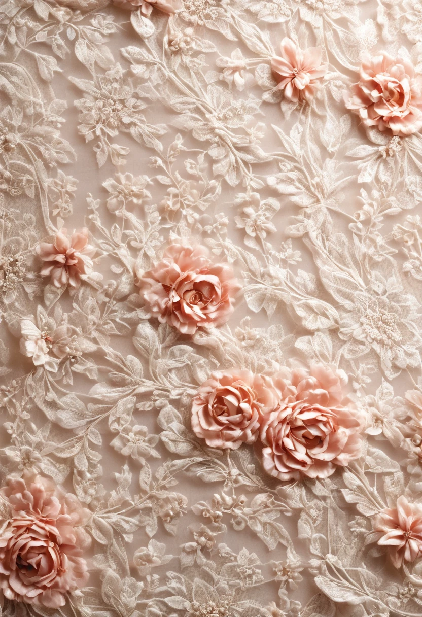 ((background only)),(((masterpiece))), (((Highest quality))), ((Super detailed)), ((非常にdelicateで美しい)), (最高masterpiece:1.4),delicate,８ｋ,Beautiful satin wallpaper((Generate cloth only:1.4)),(Full-screen texture:1.4)Collage fabric,ghostwhite,Lots of tulle,Vertical torsion lace,doily,Pearl ornament,(Shabby chic),Cute atmosphere