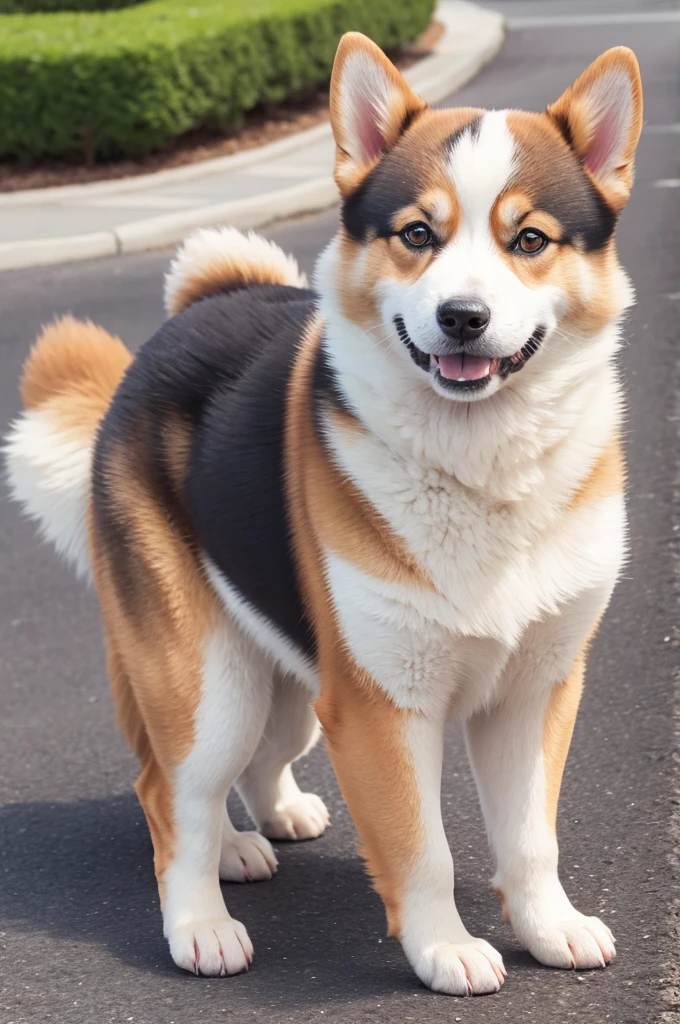 Half akita inu half corgi dog