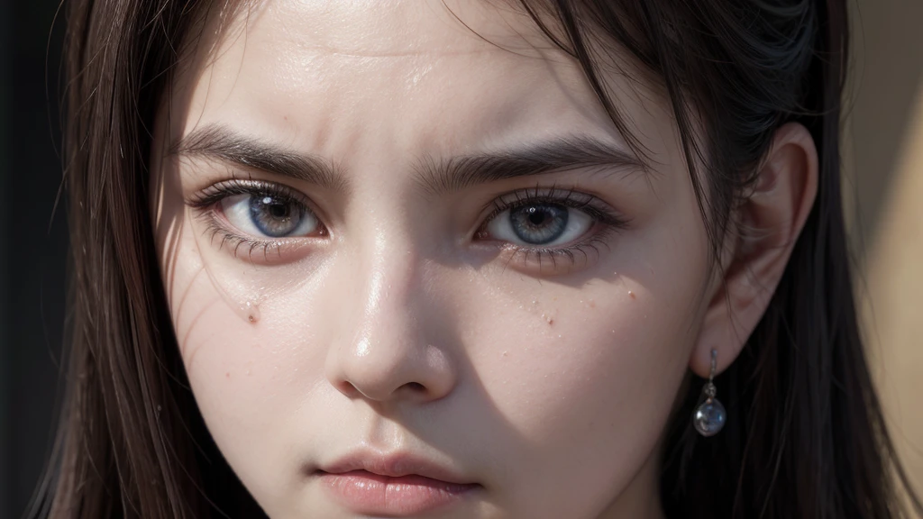 Create an image of the face of a eunuch from ancient Persia, with a thoughtful facial expression, with teary eyes. focus only on the face.  
I want a high definition image, 8K, no defects or smudges. 