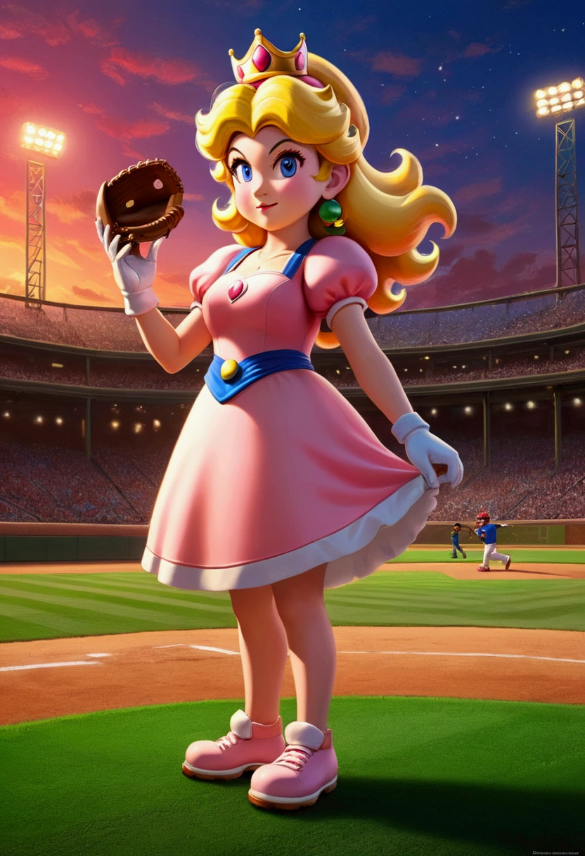 Baseball Player, by Chiho Aoshima, full body, cinematic still, cinemascope, (best quality, masterpiece), very aesthetic, perfect composition, intricate details, ultra-detailed, vivid colors